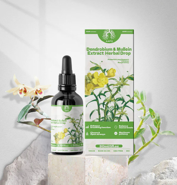 AAFQ™ Dendrobium & Mullein Extract - Powerful Lung Support & Cleanse & Respiratory - Made in USA - Herbal Drops