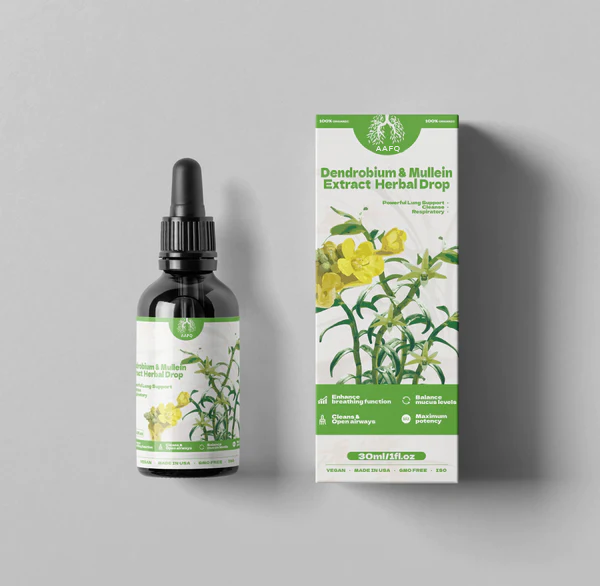 AAFQ™ Dendrobium & Mullein Extract - Powerful Lung Support & Cleanse & Respiratory - Made in USA - Herbal Drops